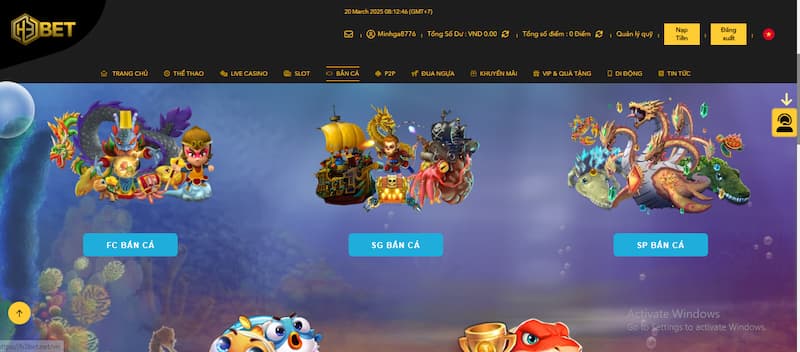 Bắn cá 1 Sảnh bắn cá H3BET