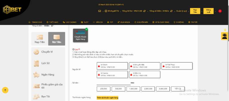 Nạp tiền rút tiền 4 Thủ tục rút tiền H3BET